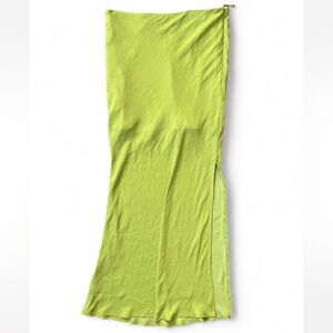 Free People Lime Green Satin Midi Skirt